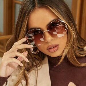 Beautiful Brown & Gold Ombre Fashion Sunglasses
